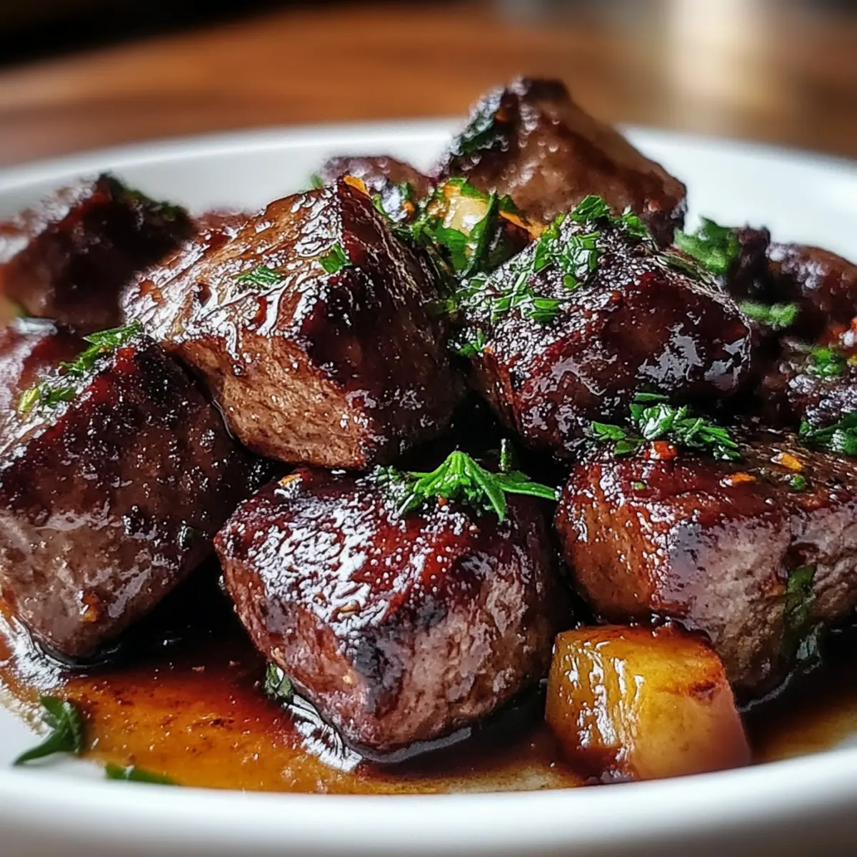 Healthy Clean High Protein Garlic Balsamic Steak Bites