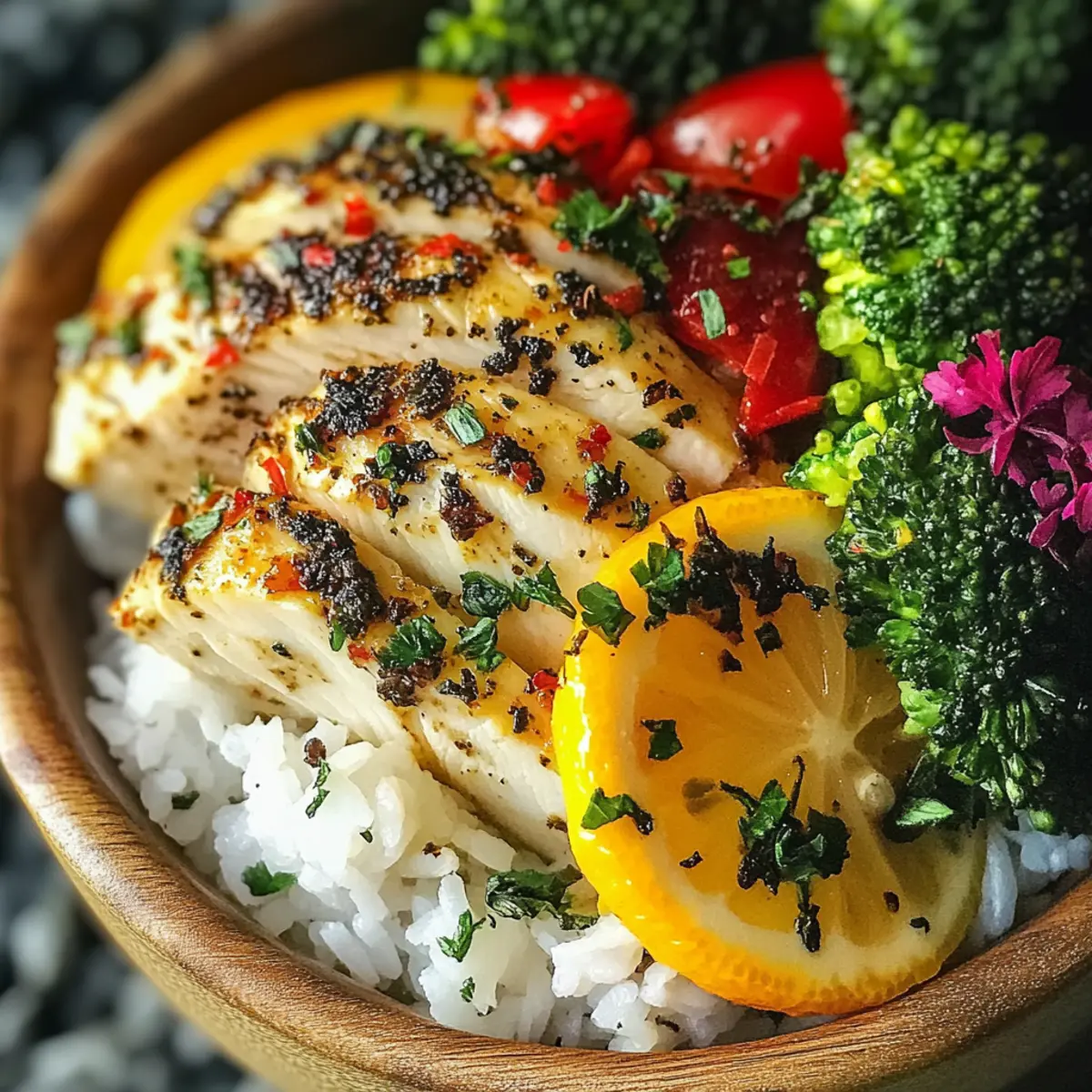Healthy Lemon Garlic Chicken Meal Prep Bowls