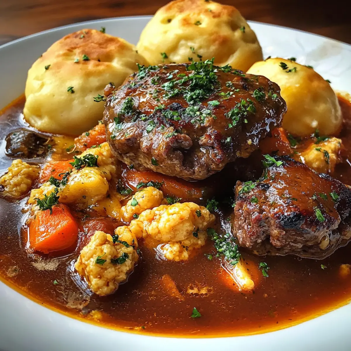 Hearty Beef Stew with Cheddar Herb Dumplings