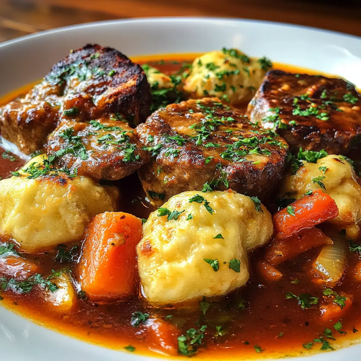 Hearty Beef Stew with Cheddar Herb Dumplings