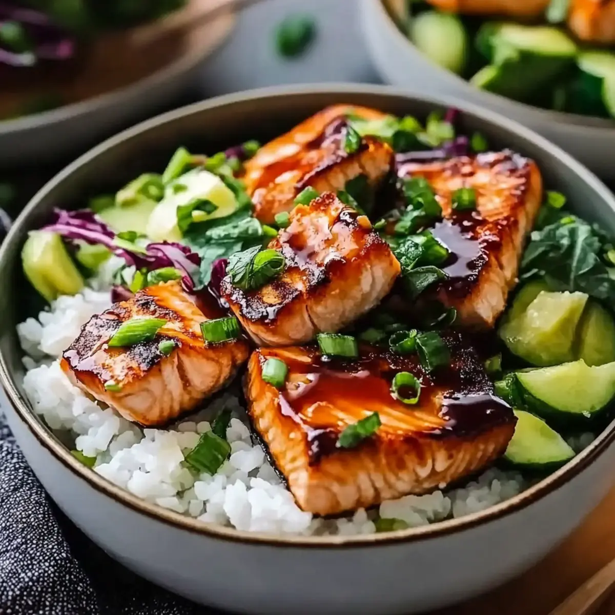 Honey Sriracha Glazed Salmon Bowls
