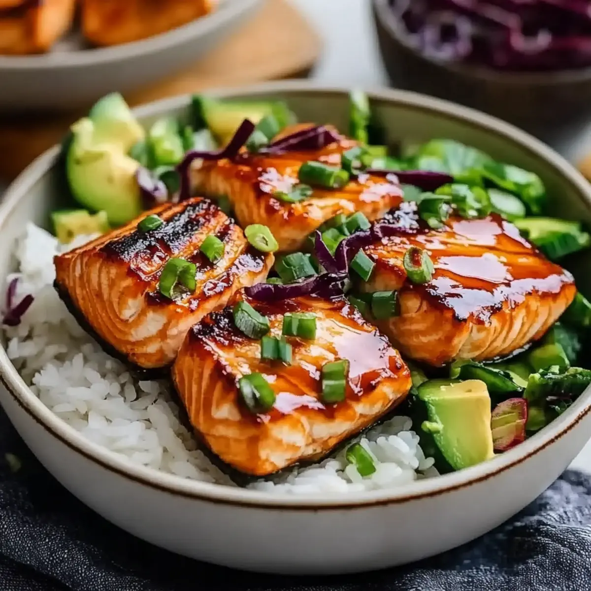 Honey Sriracha Glazed Salmon Bowls