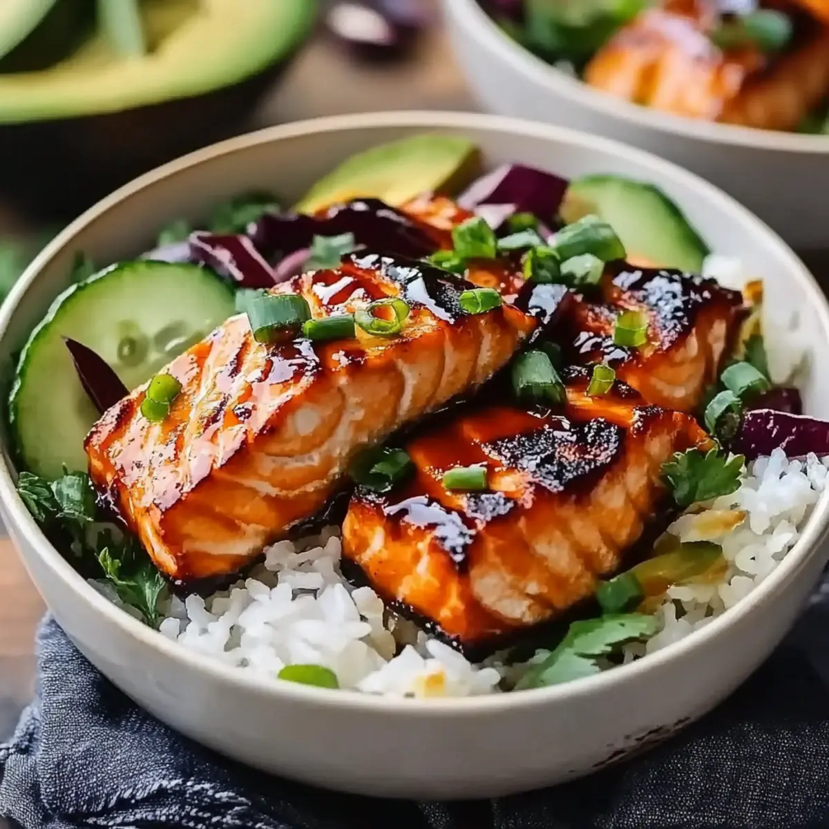 Honey Sriracha Glazed Salmon Bowls
