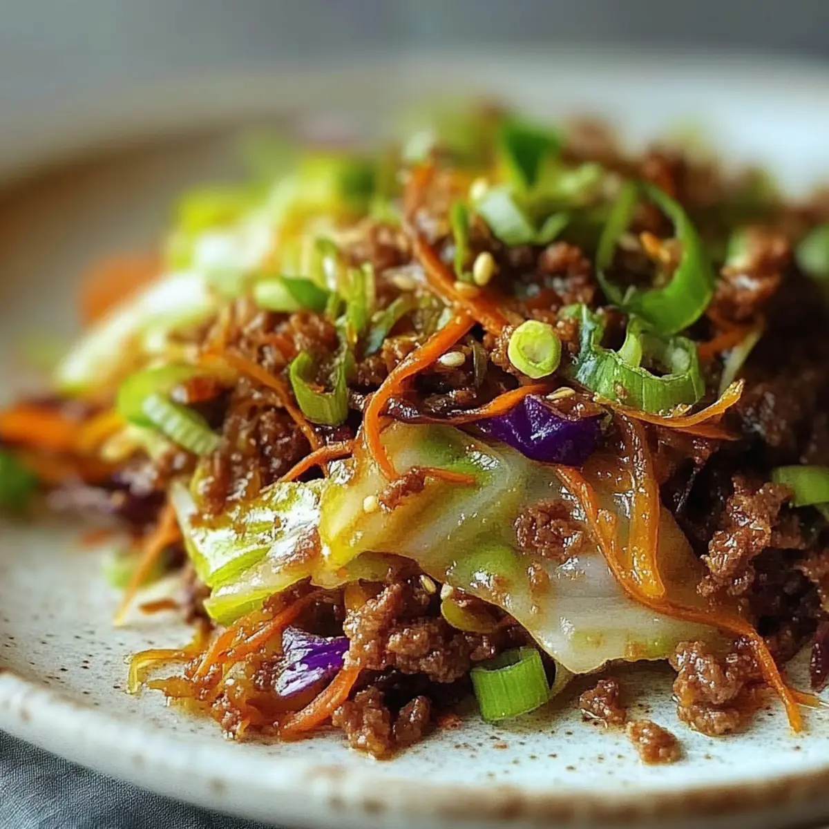 Low-Carb Mongolian Ground Beef and Cabbage