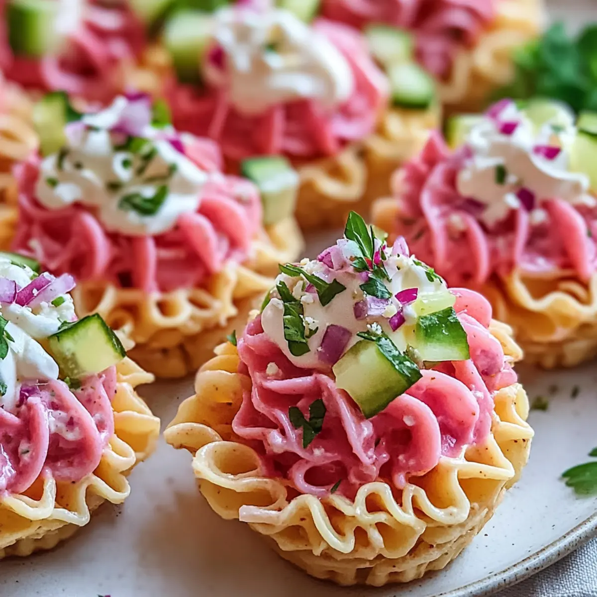 Pink Pasta Salad Cups