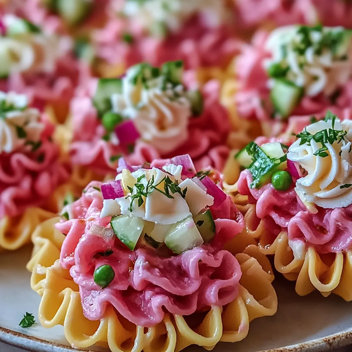 Pink Pasta Salad Cups