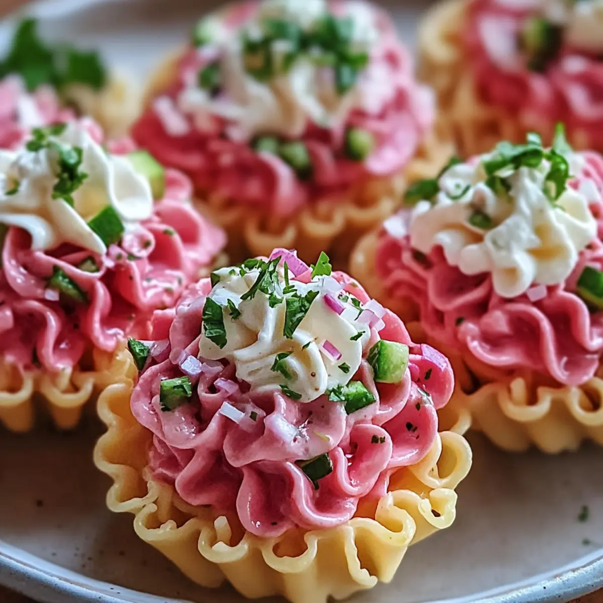 Pink Pasta Salad Cups