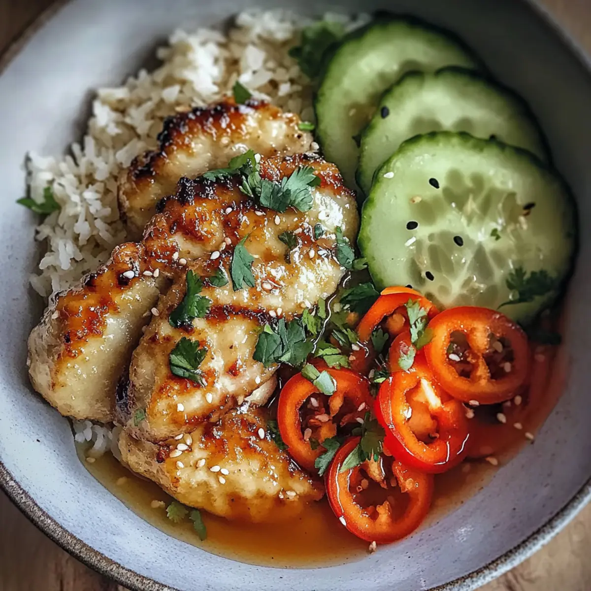 Sweet Chili Chicken Bowl with Zesty Coconut Lime Drizzle