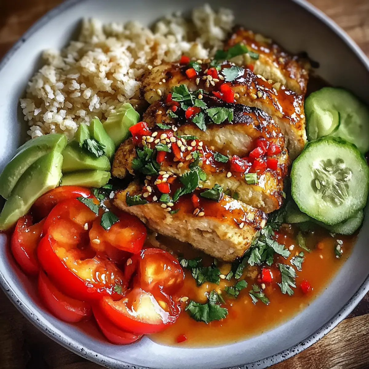 Sweet Chili Chicken Bowl with Zesty Coconut Lime Drizzle