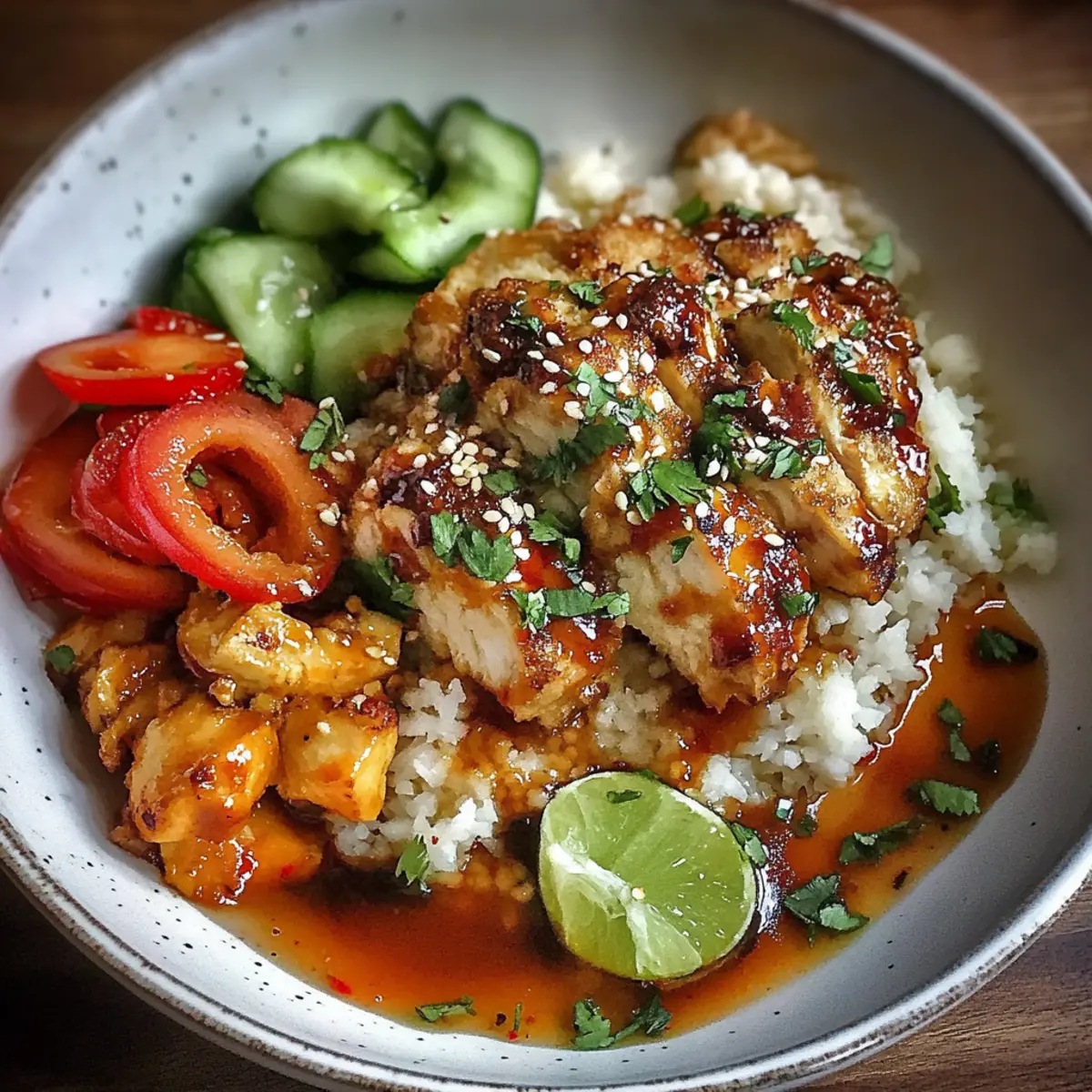Sweet Chili Chicken Bowl with Zesty Coconut Lime Drizzle
