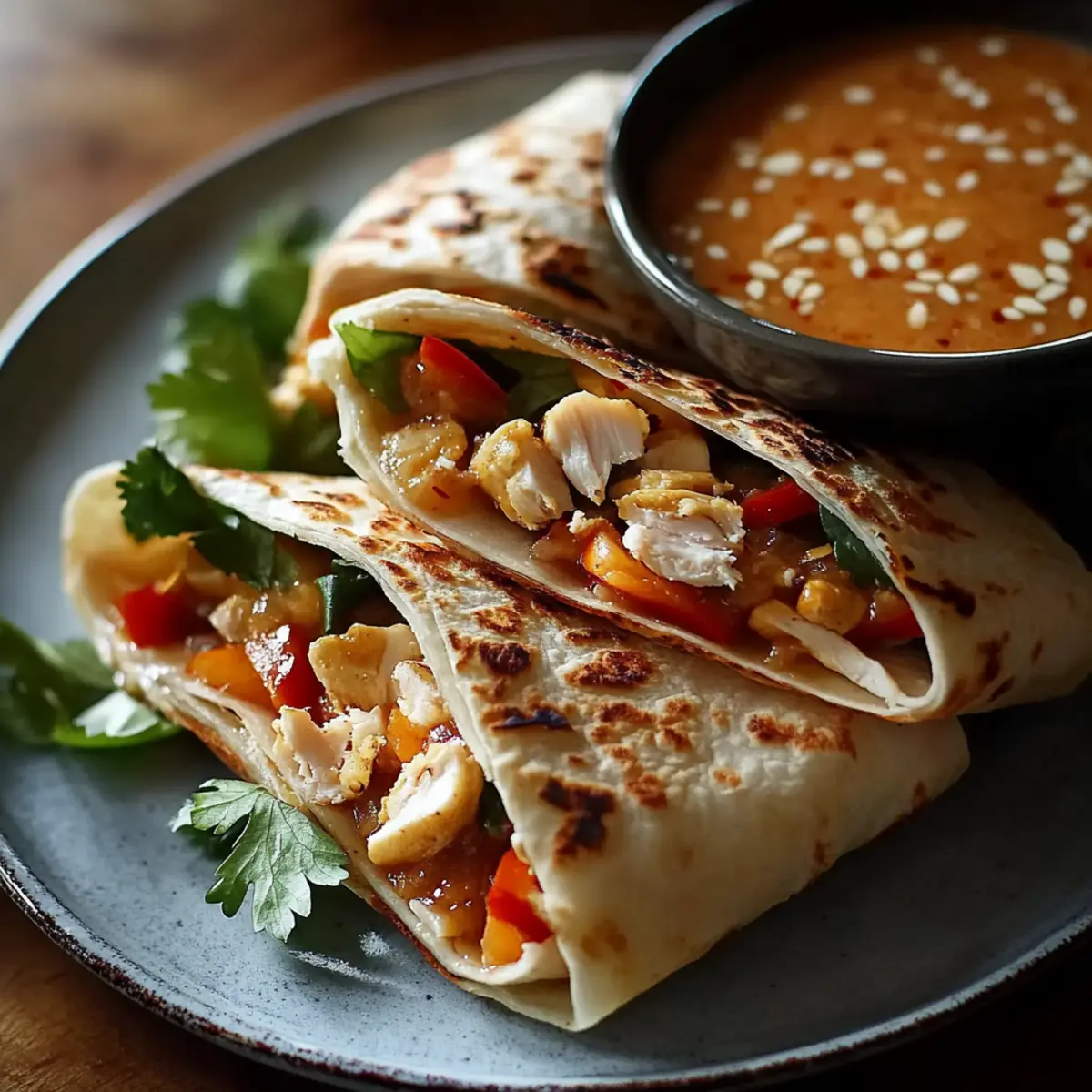 Thai Peanut Chicken Wraps