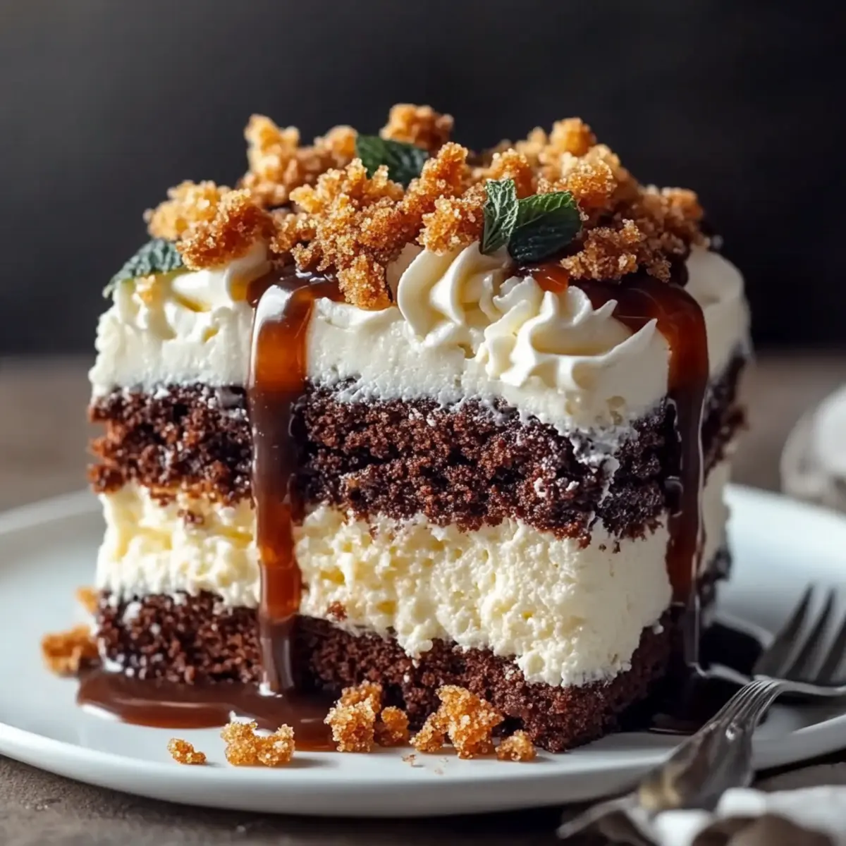 Chocolate Caramel Toffee Crunch Cake