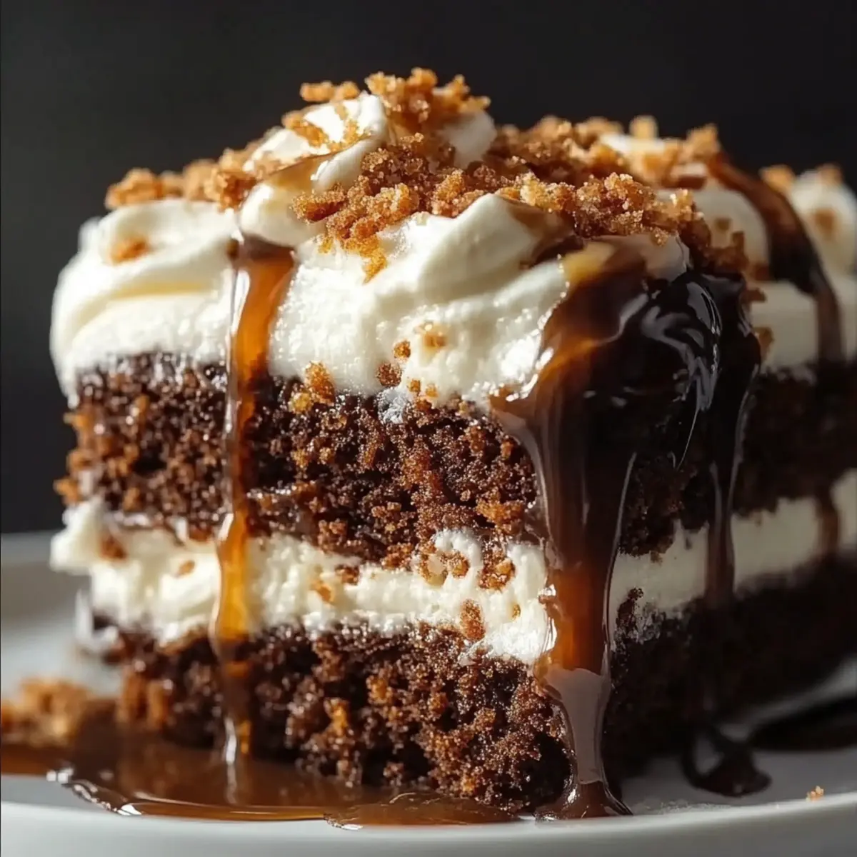 Chocolate Caramel Toffee Crunch Cake