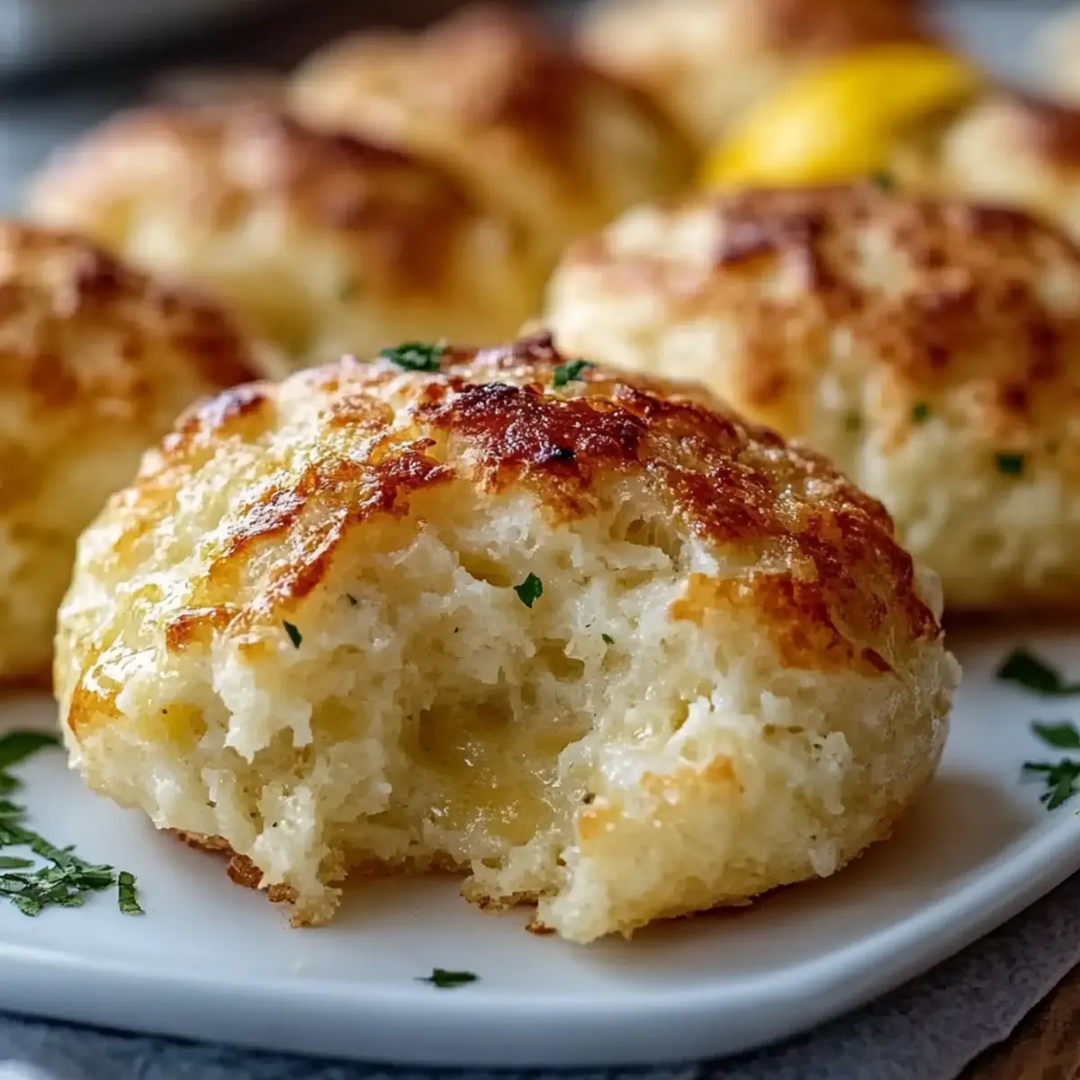 Crab Stuffed Cheddar Bay Biscuits With Lemon Butter Sauce