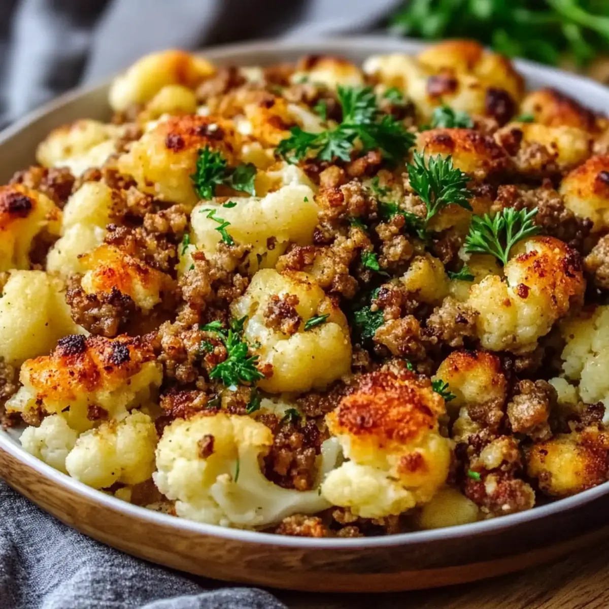 Garlic Butter Ground Turkey With Cauliflower Skillet
