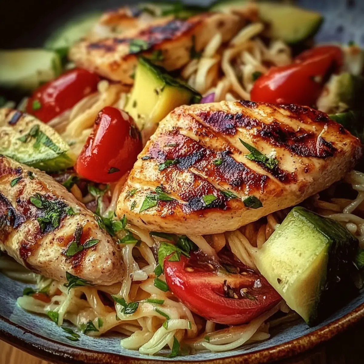 Light Fresh Grilled Chicken Orzo Salad with Avocado