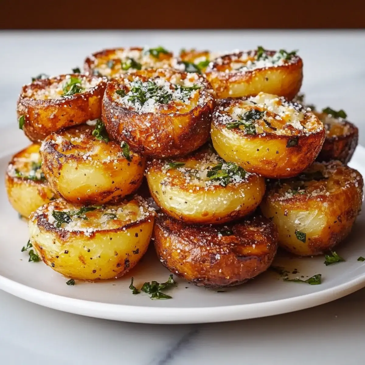 Parmesan Smashed Potatoes with Garlic Dip