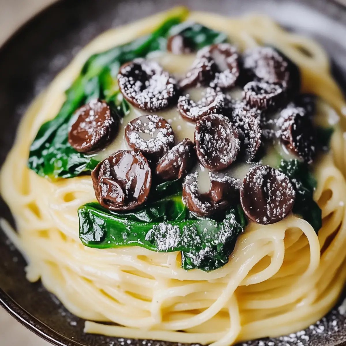 Creamy One-Pot Garlic Parmesan Pasta with Spinach Mushrooms