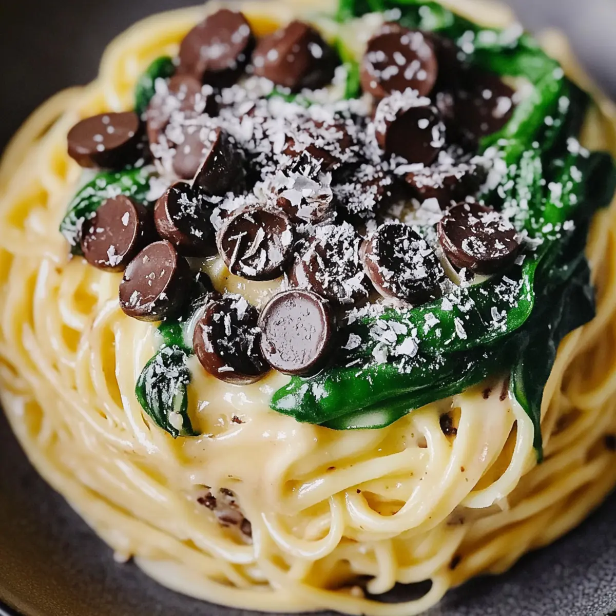 Creamy One-Pot Garlic Parmesan Pasta with Spinach Mushrooms