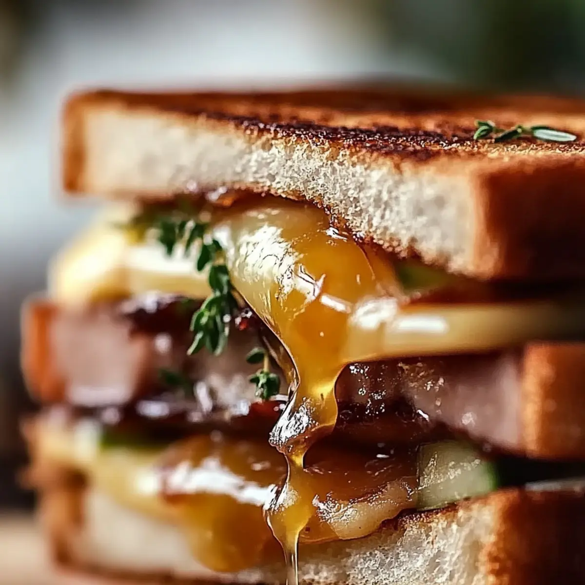 Hot Honey Apple Cheddar Beef Bacon Grilled Cheese