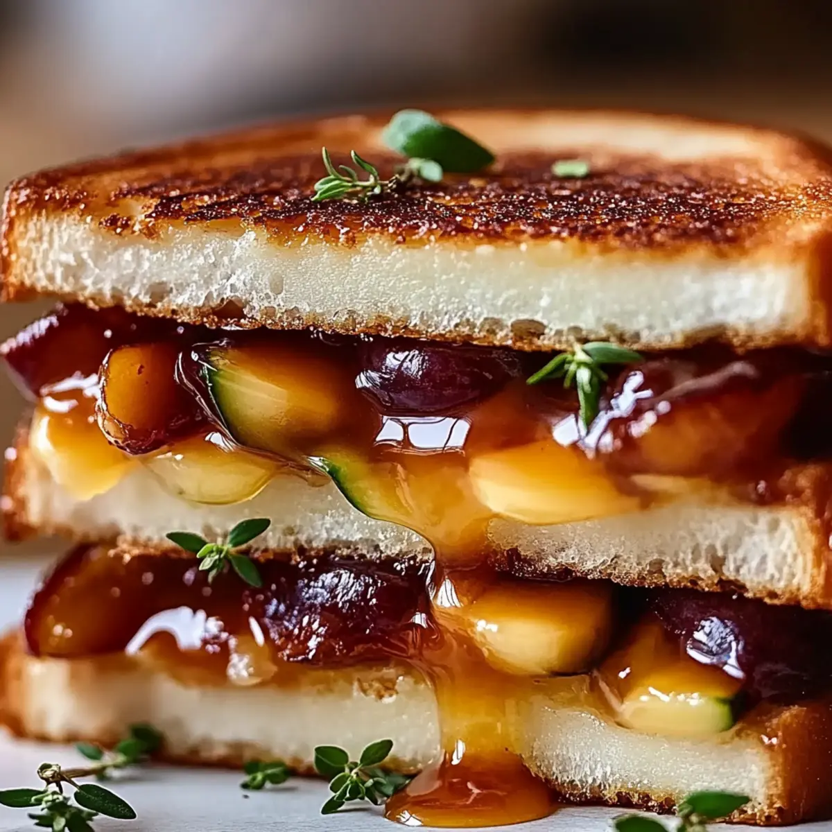 Hot Honey Apple Cheddar Beef Bacon Grilled Cheese