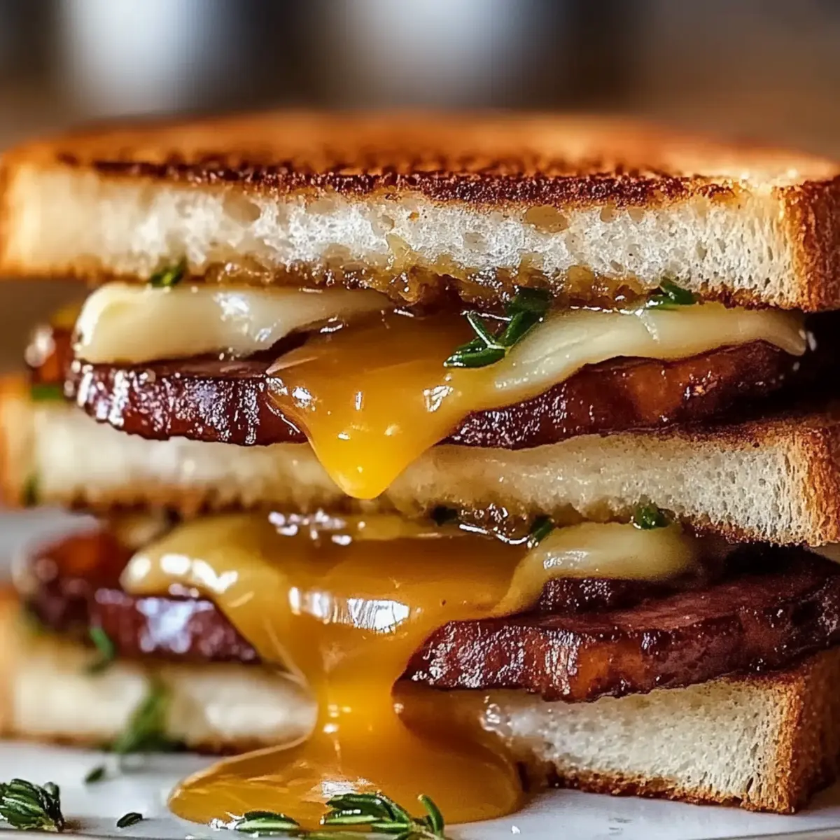 Hot Honey Apple Cheddar Beef Bacon Grilled Cheese